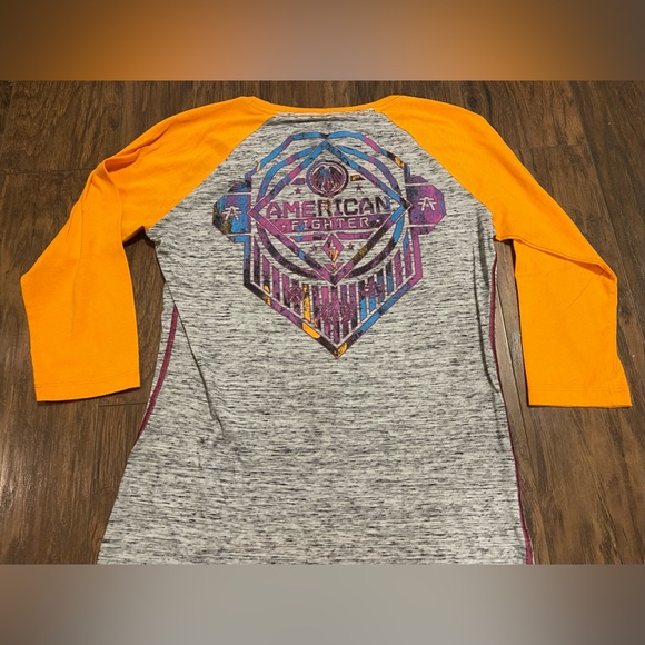 American Fighter 1974 3/4 length sleeve shirt Large fitted women’s style orange - Picture 6 of 6